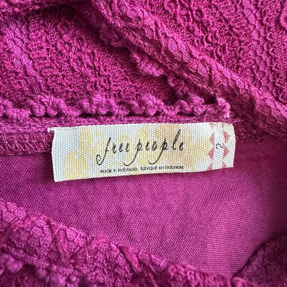 Free People magenta pink embroidered lace sleeveless a-line mini dress size 2 - Picture 7 of 12